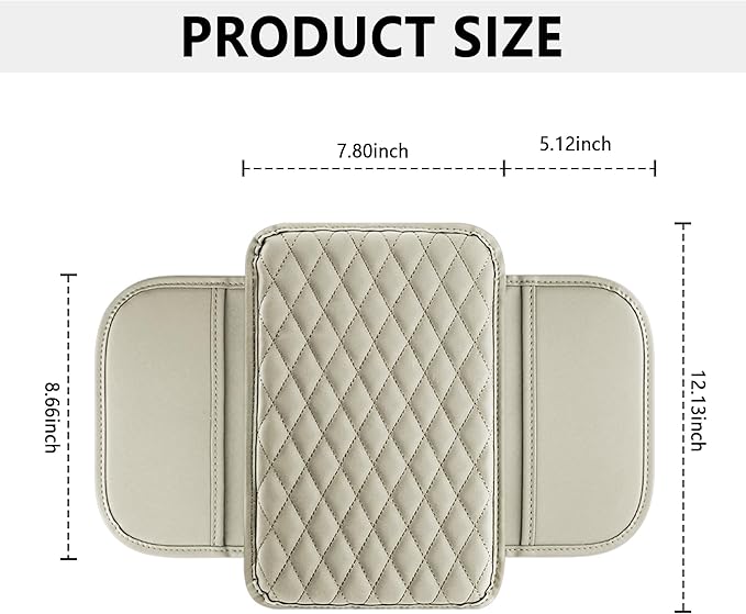 Stacool Upgraded Car Center Console Cover,Microfiber Leather Car Armrest Cover Cushion with 2 Storage Bags,Universal Car Armrest Storage Box (Light Beige) - Image 2