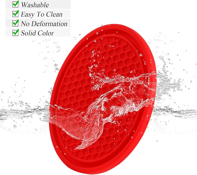 4 Pack Car Coasters, 2.75inch Universal Non-Slip Car Cup Holder Coaster for Car, PVC Cup Pad Mat Car Coasters for Cup Holders for Women (Red) - Image 3