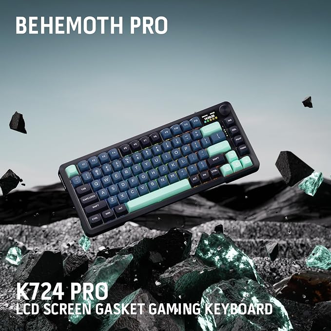 Redragon K724 PRO Wireless 81-Key Gasket Gaming Keyboard, TFT Screen & Knob | Easy-Control LED Info Display, 0-Delay Tri-Mode, Cushioned 5-Layer Noise Dampening for Creamy Thocky Sound, Compact 80% Size - Image 9