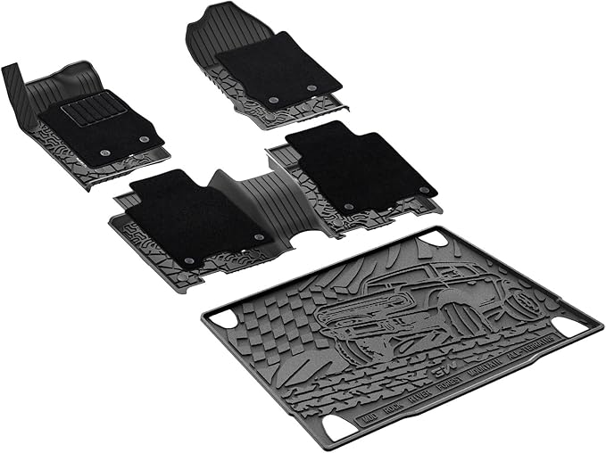 3W Floor Mats & Cargo Liner & Carpets Fit for 2021-2024 2025 Ford Bronco 4 Door, All Weather TPE Custom Fit Floor Liner and Trunk Mat Full Set Car Mats (Not for Bronco Sport & Rubberized Floor) by 3W