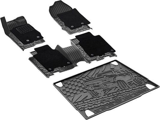 3W Floor Mats & Cargo Liner & Carpets Fit for 2021-2024 2025 Ford Bronco 4 Door, All Weather TPE Custom Fit Floor Liner and Trunk Mat Full Set Car Mats (Not for Bronco Sport & Rubberized Floor) by 3W