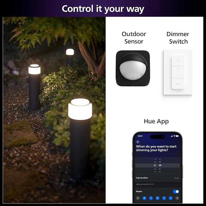 Philips Hue Calla Large Outdoor Pedestal Light (Low-Volt), (4.1 x 15.8 in) White & Color Pathway Light, Voice Control with Alexa, Apple Home & Google Assistant, Bridge Required - Image 3