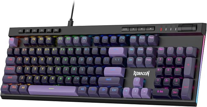 Redragon K580 Wired RGB Hall-Effect Magnetic Gaming Keyboard, Media Wheel | 0.1mm Adjustable Actuation for Valorant & FPS Stop-Shoot Precision, Zero Input Delay, 8K Polling, Fast Onboard Combo G Keys by REDRAGON