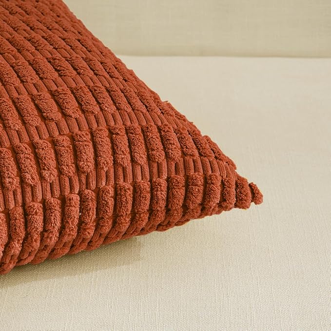 Fancy Homi 4 Packs Decorative Throw Pillow Covers for Living Room Couch Bed, Modern Farmhouse Boho Home Décor Accent Cushion Case, 24" x 12", Burnt Orange - Image 4