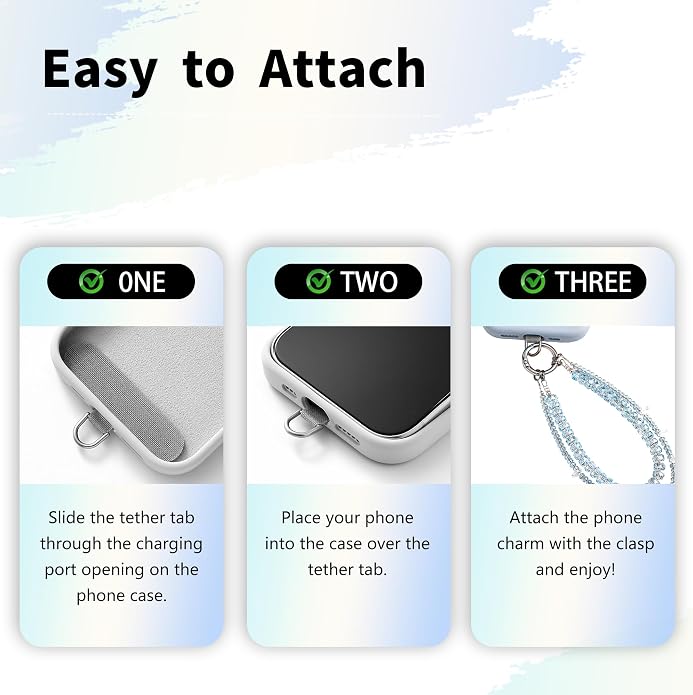 Phone Charm with Beaded Crystals, Anti-Theft Phone Strap, Hands-Free & Detachable Cellphone Lanyard, Cellphone Chain Wristlet with Tether Tab - Image 4