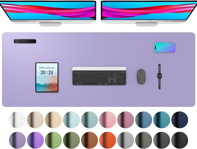 Aothia Faux Leather Desk Mat (Light Purple, 48" x 17") | Creates A Clean, Organized Workspace With One Surface For Your Keyboard, Laptop And Mouse by AothiaSimpleNaturalUnique