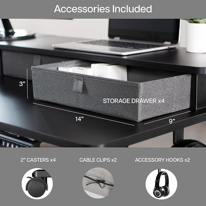 VIVO Black 75 x 63 in Corner Standing Desk, DESK-E3CVB-75 | Electric, 2-Tier, L-Shaped, Sit Stand, Height Adjustable, Memory, Black Top, Black Frame, Light Gray Drawers - Image 8