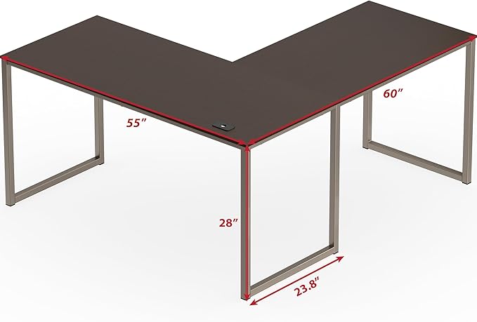 SHW Mission 55 x 60 L-Shape Home Office Computer Desk, Espresso | Reversible Desktop Design - Image 3