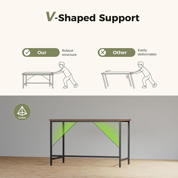 Mericonia 48x20 Inch Computer Desk, 0.6" Thick Small Office Table | Modern Simple Style, Small Study & Writing Table for Home Bedroom Work Walnut - Image 4