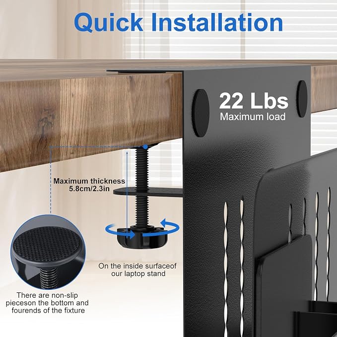 HAMOPY Desk Side Storage, Single-Layer Steel Hanging Desk Organizer with Magnetic Pen Holder, No Drilling Desk Drawer Cable Management Tray, Under Table Laptop Holder for Office, School&Home(Black) - Image 6