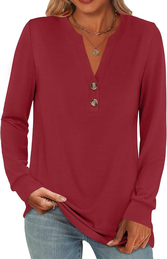 ANRABESS Women's Long Sleeve Shirts 2026 Spring Fashion Dressy Casual Tops Trendy Henley Blouses Cute Work Outfits Clothes by ANRABESS