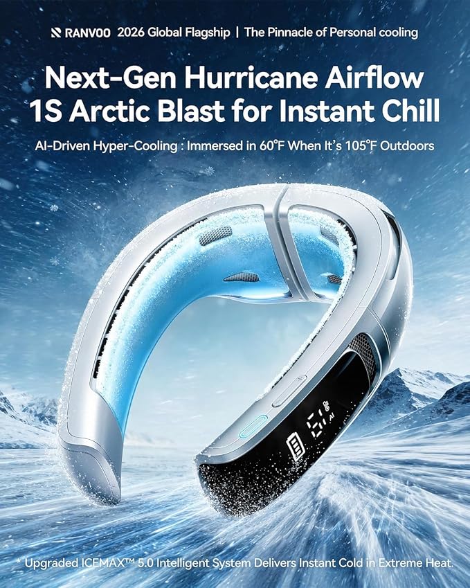 RANVOO AICE LITE MAX 2026 Real AC Cold Blast [No.1 Coolest & Most Durable] AI Neck Air Conditioner, Best Immersive Neck Cooler, 6000 mAh Rechargeable Neck Fan Blow Cold Air, Summer Gift for Mom Silver - Image 2