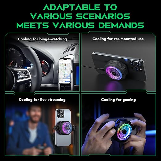 Black Shark Magnetic Cell Phone Cooler 4Pro, Portable RGB Cooling Fan, Cellphone Radiator with Removable Grip, App-Controlled Smart Temperature Control for iPhone MagSafe Series/Android/Tablet/iPad - Image 6