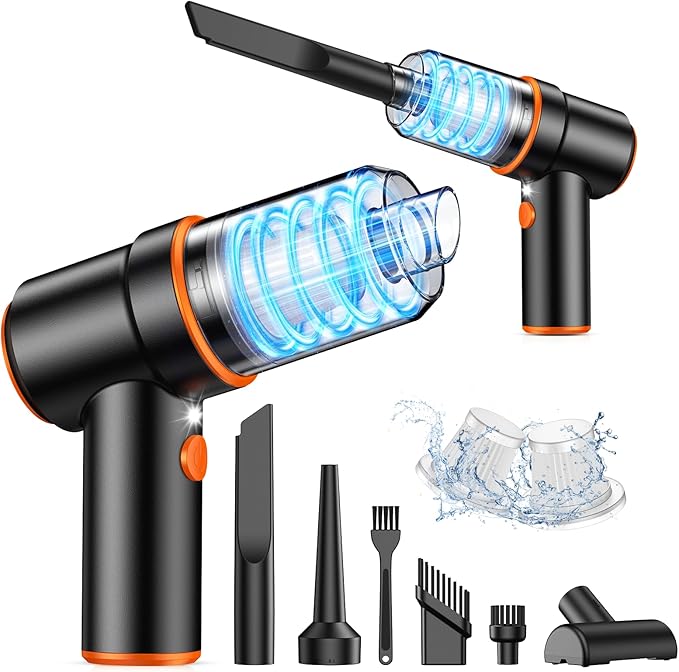 KMM Handheld Car Vacuum Cleaner, 9000PA Vacuum Cleaner & Air Duster, 120W High Power Vacuum Portable Cordless, Hand Held Vacuum Rechargeable with Multi-Nozzles & LED Light for Home, Car, Office by KMM