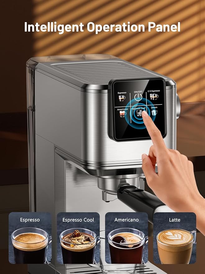 KEENSTAR 20Bar Espresso Machine, Hot & Iced Expresso Coffee Machines | Stainless Steel, Rapid Cold Brew, Touch Screen, Milk Frother Steam Wand, for Latte and Cappuccino - Image 3