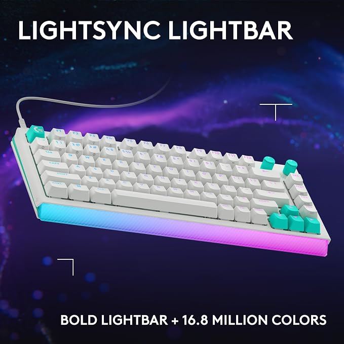 Logitech G512 X 75 TMR + Linear Switch Mechanical Gaming Keyboard - White | Hot-Swappable 9x TMR Rapid Trigger + Linear Mechanical Switches, Gasket, PBT Keycaps, <8K, LIGHTSYNC RGB, for PC & Mac - Image 8