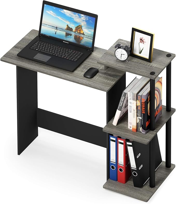 Furinno EFFICIENT Desk, 28.6" Wide Gaming Desk with 3 Open Side Shelves, Laptop Notebook Computer Desk, Office Desk for Home Office, Study Room, Dorm, Bedroom, French Oak - Image 6