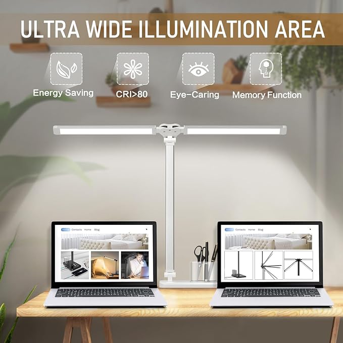 LED Desk Lamp for Home Office Desk Light Table Lamp 50 Lighting Modes Timer | Eye-Caring Desk Lamp with USB Adapter, Foldable Dual Swing Arm Architect for Reading, Study, Workbench - Image 5
