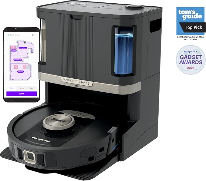 Shark PowerDetect NeverTouch Pro Robot Vacuum & Mop, Black,RV2820ZE | 5 PowerDetect Technologies, NeverStuck, NeverTouch Pro Base (Self-Empty 60-Day, Refill, Pad Wash/Dry), 360° LiDAR + 3D Sensor - Image 2