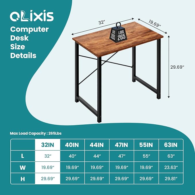 OLIXIS Small Computer Desk, Writing Desk, Home Office, 32 Inch | Study Table, X-Shaped Metal Frame, Scratch-Resistant Tabletop, Bedroom Spaces Setup, Rust - Image 3