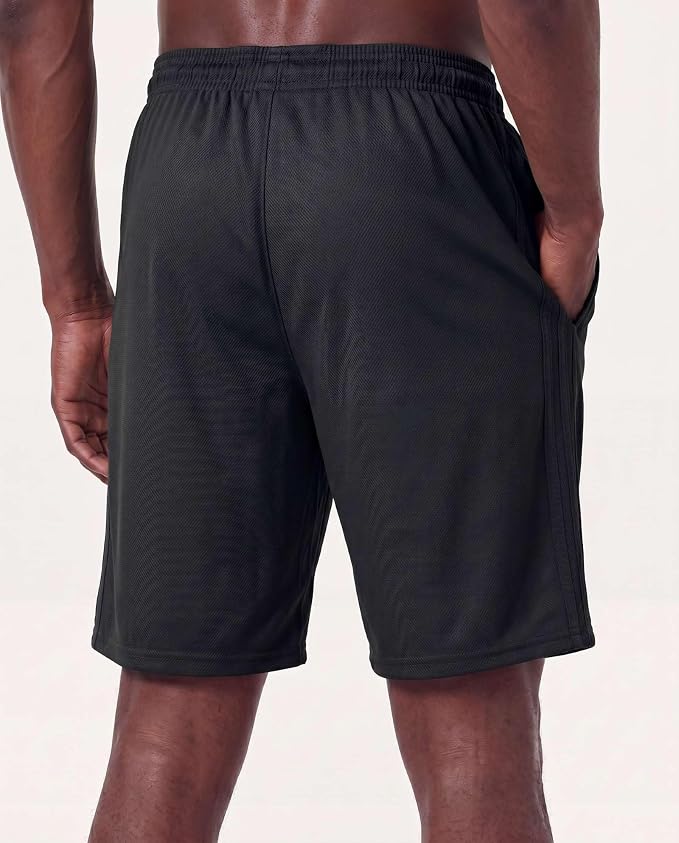 5 Pack Men's Mesh Shorts Athletic Basketball Sports Gym Workout Pockets | Cooling Moisture-Wicking, 9", Long, Quick-Dry, Breathable, Elastic Drawstring Waistband. Running, Exercise, Soccer, Training. - Image 5