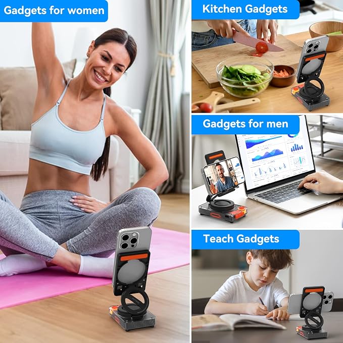 ANCwear Bluetooth Speaker Phone Stand for Desk, Portable Wireless Speaker with Adjustable Cell Phone Holder, Bluetooth 5.4 Audio Stand with TF Card Slot for Kitchen Bedside, Cool Tech Gift - Image 3