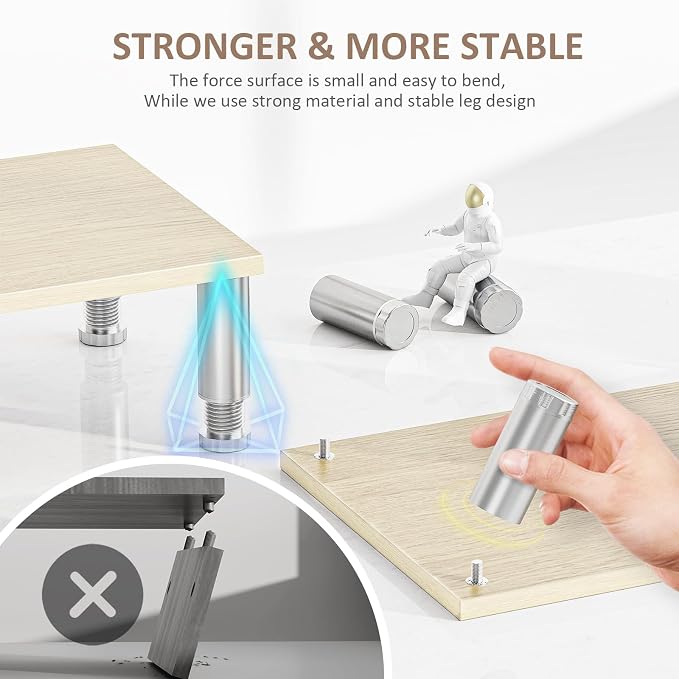 AX Waber Dual Monitor Riser - Adjustable Length & Angle, Wooden Stand for 2 Monitors with Storage - Image 5