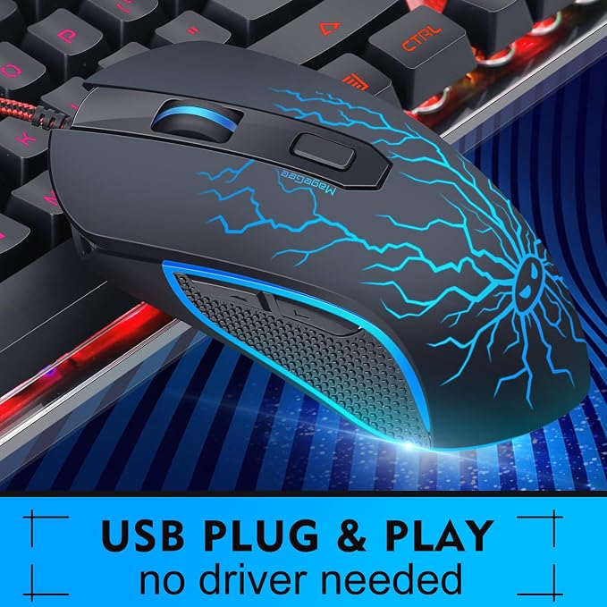 Gaming Keyboard and Mouse Combo, K1 RGB LED Backlit Wired Keyboard with 104 Key Computer PC Gaming Keyboard for PC/Laptop (Black) - Image 2