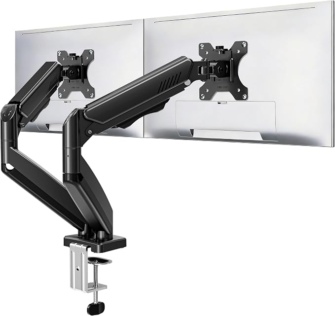 Dual Monitor Stand fits up to 32 inch, 4.4-19.8 lbs Computer Screens, Dual Monitor Desk Mount Height Adjustable, Monitor Arms for 2 Monitors, Home Office VESA Mounts, Freelift Black by MOUNTUP