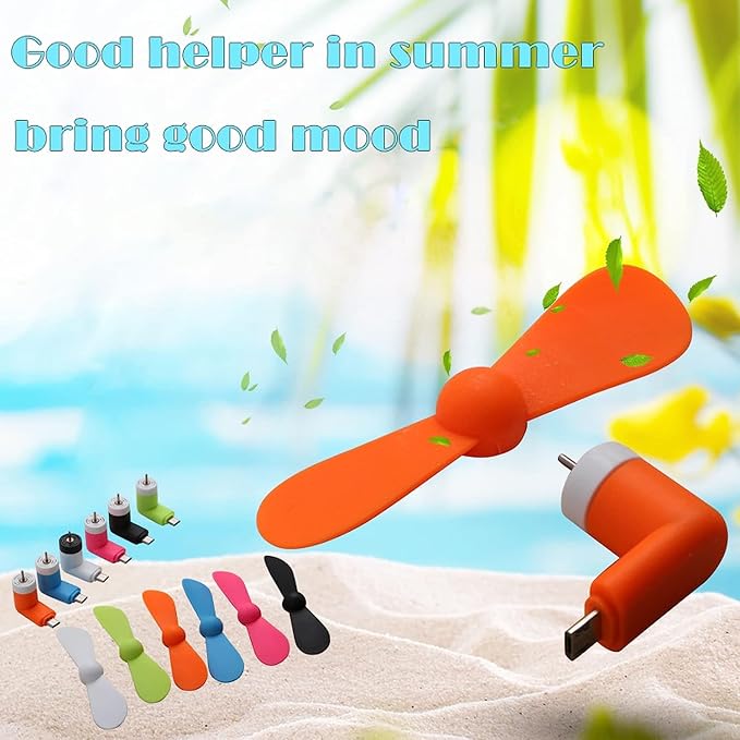 PCTC 6PCS Type C Mini Phone Fan Compatible with Samsung Galaxy S26/S25/S24 Ultra/Plus, Compatible with Apple iPhone 17/16/15 Series & More Type-C Devices - Image 2