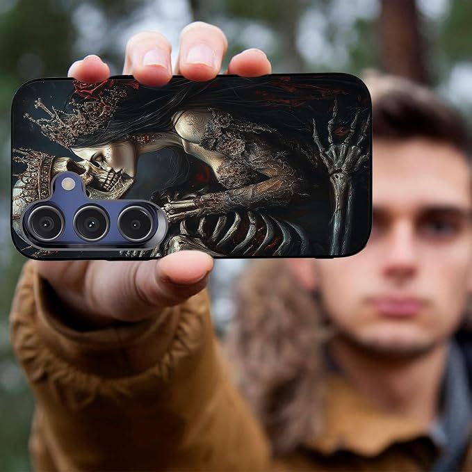 Designed for Galaxy S24 FE Phone Case,Slim Silicone Shockproof Protective Case for Galaxy S24 FE 6.7 inch,Skeleton Couple Love Scene - Image 4
