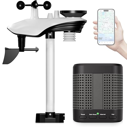 WiFi Smart Weather Station with Weatherseed® AI 24H/7D Accurate Forecast, Wireless Indoor Outdoor Sensor, 2-Year Data Storage, No Display, 2.4GHz WiFi Only by GovanliWeatherStation