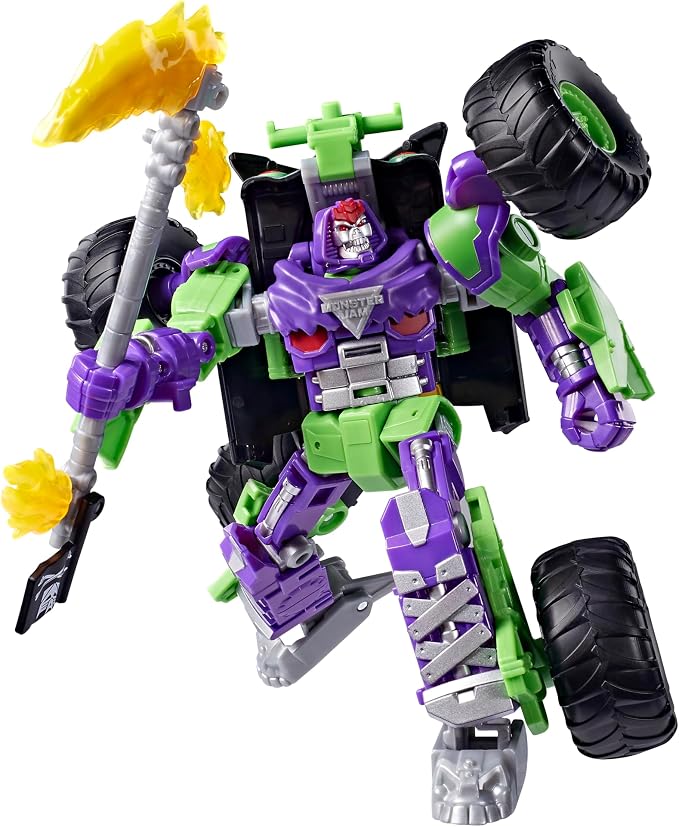 Transformers Collaborative x Monster Jam Grave Digger (Grim) | Leader Class 9.25-inch Robot Action Figure Converts to Monster Truck, Car Toys for Ages 8+ - Image 4