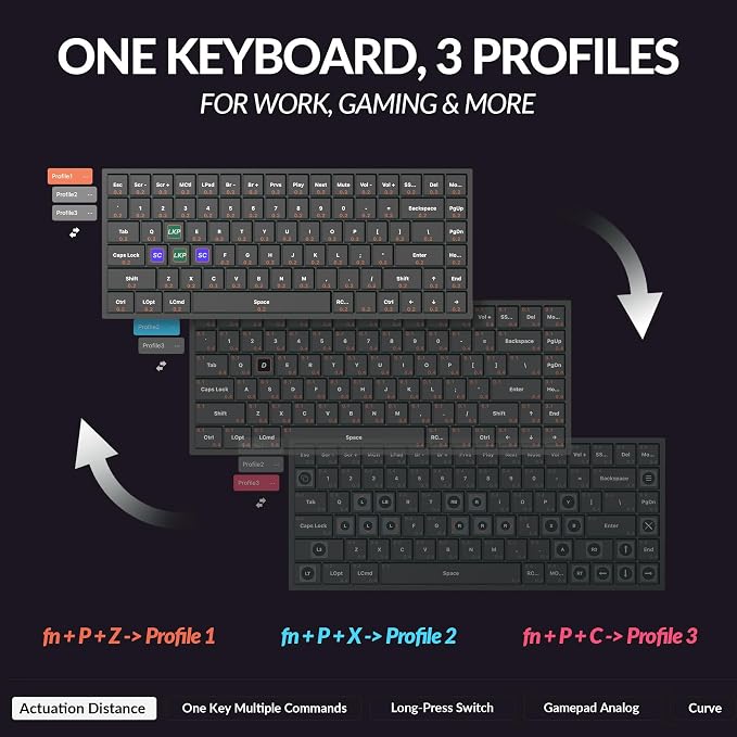 Keychron K2 HE Rapid Trigger Wireless Magnetic Custom Keyboard | QMK Launcher 2.4 GHz & Bluetooth, Hall Effect Gateron Double-Rail Magnetic Switch for Mac Windows Linux (Aluminum + Wood) - Image 3