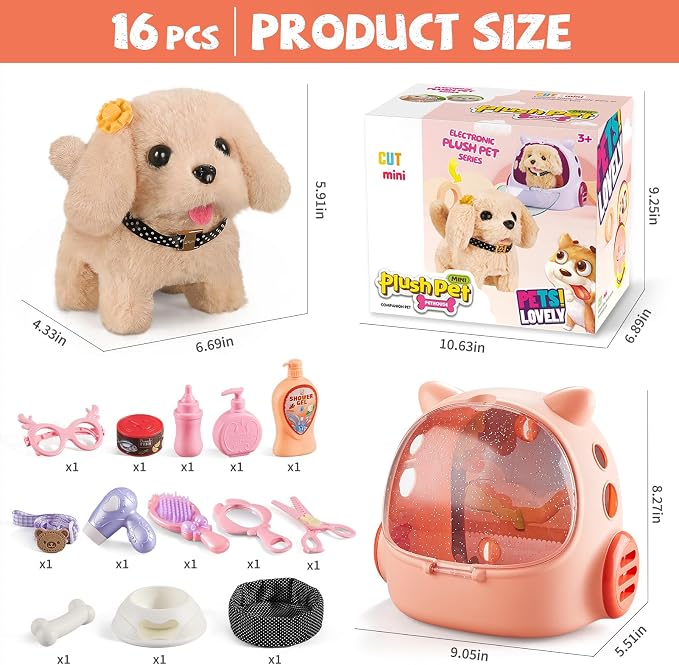 Vanvimen 16 Pcs Robot Dog Toys for Girls, Toys for 3 4 5 6 7 8 Year Old Girls Kids Boys, Realistic Robot Puppy Toy for 5-7 6-8, Ideas Birthday Gifts for Girl 3 4 5 6 Year Old - Image 9