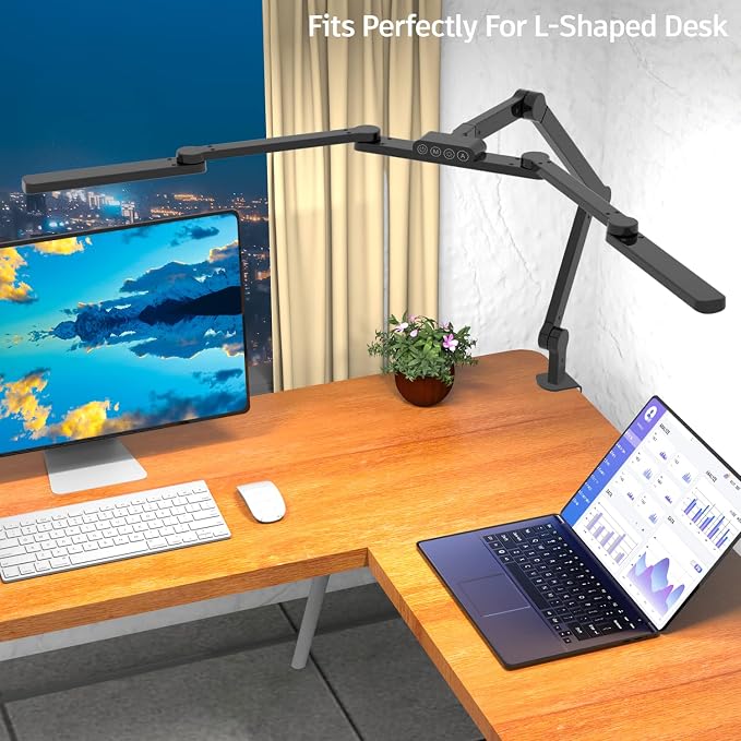 EPABINA LED Desk Lamp with Clamp, 41.5" Clamp on Architect Desk Lamp for Home Office, 24W Bright Tall Computer LED Table Light Adjustable Overhead Clip on Office Lighting for Work Craft - Image 2
