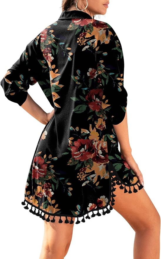 Yincro Women Swimsuit Cover Up Shirt 2026 Tassel Beach Bathing Suit for Swimwear Bikini Dress - Image 2