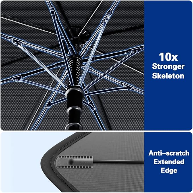 2026 Windshield Sun Shade Umbrella, Foldable Car Umbrella Sunshade with UV Block Car Front Window (Heat Insulation Protection) for Auto Windshield Covers Blackout Trucks Cars (Large) - Image 6