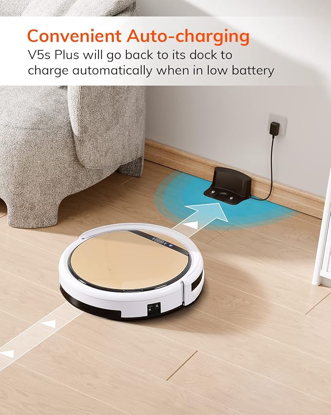 ILIFE V5s Plus Robot Vacuum and Mop Combo with Wi-Fi/App/Alexa, Automatic Self-Charging Robotic Vacuum Cleaner, Slim and Quiet, Cleans Hard Floors Carpets and Pet Hair (V5s Pro Upgrade Version) | Remote, App & Voice Control, Automatic Self-Charging, Sl... - Image 6