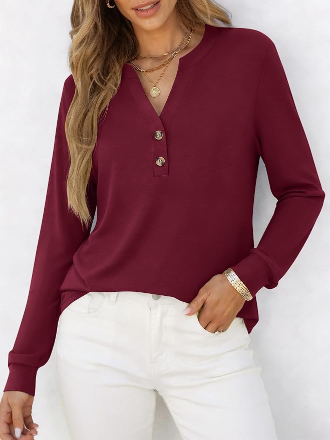 ANRABESS Women's Long Sleeve Shirts 2026 Spring Fashion Dressy Casual Tops Trendy Henley Blouses Cute Work Outfits Clothes - Image 2