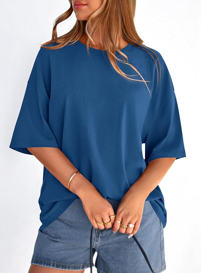 PRETTYGARDEN Womens 2026 Spring Going Out Tops Casual Short Sleeve Crewneck Loose Fit Basic Oversized T Shirts Summer Outfits - Image 5