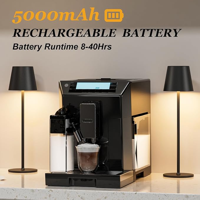 Kakanuo Cordless Table Lamp Rechargeable Black - KK 4 Pack Battery Operated Lamp for Dining Table, 3 Color Stepless Dimming Wireless Lamp for Counter, Outdoor Patio, Touch Control - Image 3