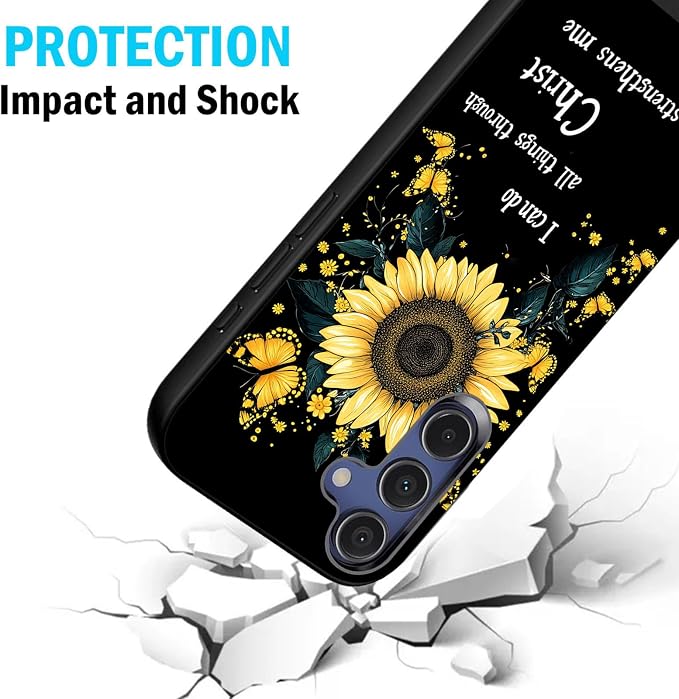 Designed for Galaxy S25 Plus Phone Case,Slim Silicone Shockproof Protective Case for Galaxy S25 Plus 6.7 inch,Sunflower Butterflies - Image 2