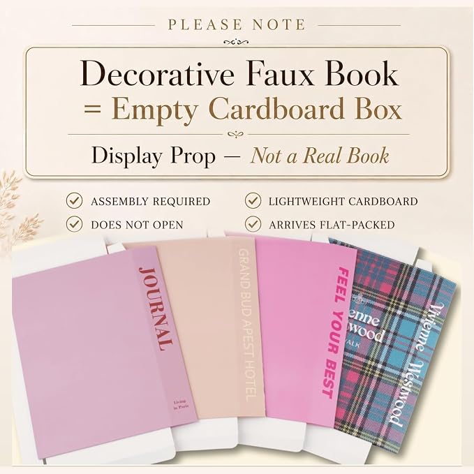 PROBENEX 4 Pcs Decorative Books | Faux Velvet Coffee Table & Shelf Decor | Rich Moody Look for Living Room, Office and Entryway - Not Real, Tool-Free 2-Min Setup - Image 2