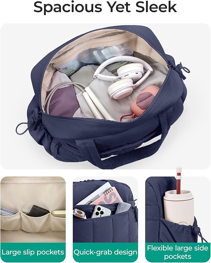BAGSMART Duffle Bag for Travel, Gym Bag for Women, Weekender Carry on Bag | PVC Wet Pocket, Airline Approved Personal Carry-on Size, Fits Under-seat, One Bag for Gym, Travel, Hospital, Overnight - Image 3