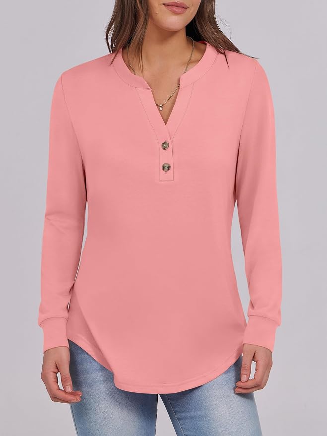 ANRABESS Women's Long Sleeve Shirts 2026 Spring Fashion Dressy Casual Tops Trendy Henley Blouses Cute Work Outfits Clothes - Image 5