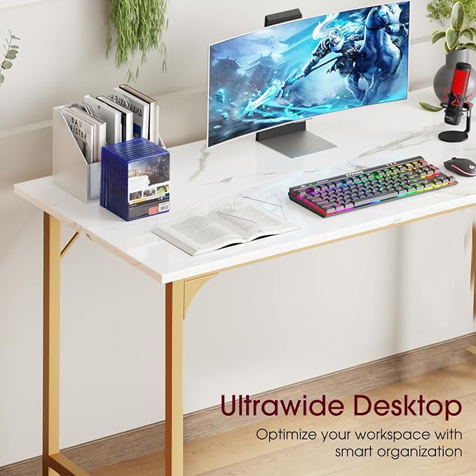 BestOffice Computer Desk,Home Office Desk, Modern Simple Style for Home Office Study Writing (Gold, 32 Inch) - Image 5
