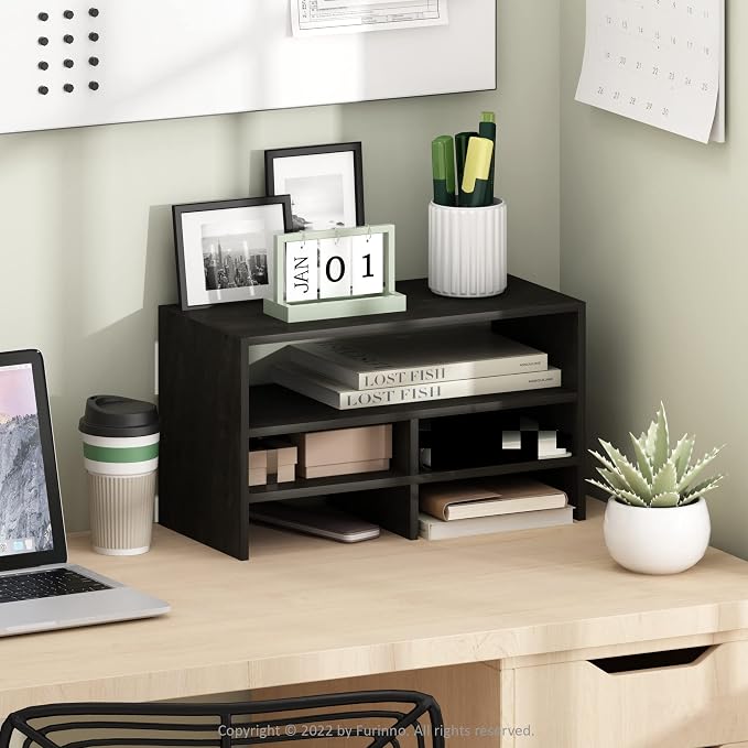 Furinno Hermite Desk Top Organizing Shelf Bookcase, Espresso - Image 2