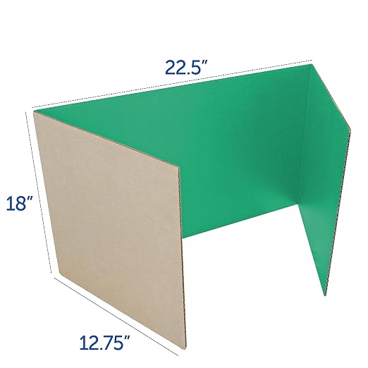 Flipside Products 18”x 48” Green Study Carrel, Privacy Boards, Student Privacy and Focus Booth for The Classroom, Desk Divider Cubby for Tests, Made in USA - 12 Pack - Image 3
