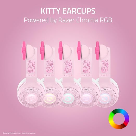 Razer Kraken Kitty V2 BT Wireless RGB Headset: Chroma RGB - Bluetooth 5.2-40 mm Drivers - 40 Hr Battery w/Type C Charging - Hello Kitty & Friends Edition | Chroma RGB Kitty Ears & Earcups, Bluetooth 5.2, 40 mm Drivers, Noise-cancelling Mics, Lightweigh... - Image 2